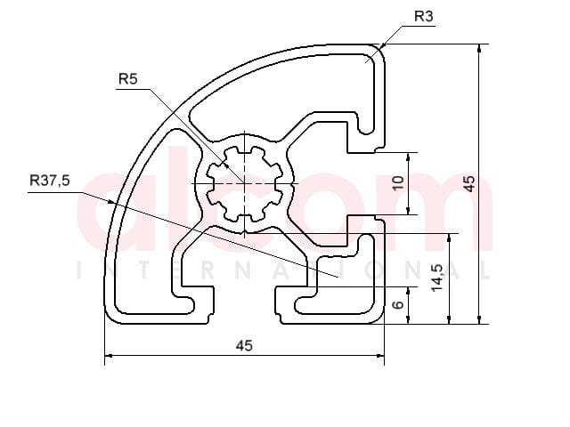 Profil aluminiowy konstrukcyjny R45-90° [10]