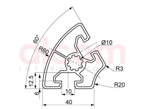 Profil aluminiowy konstrukcyjny  R40-60 [10]