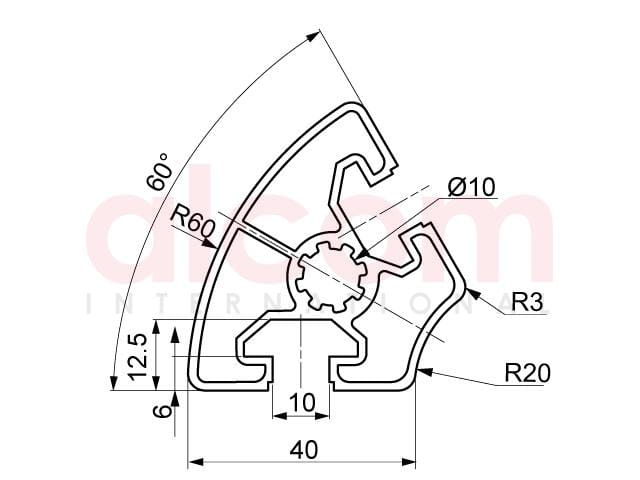 Profil aluminiowy konstrukcyjny  R40-60 [10]
