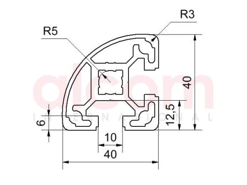 Profil aluminiowy konstrukcyjny R40-90° [10]