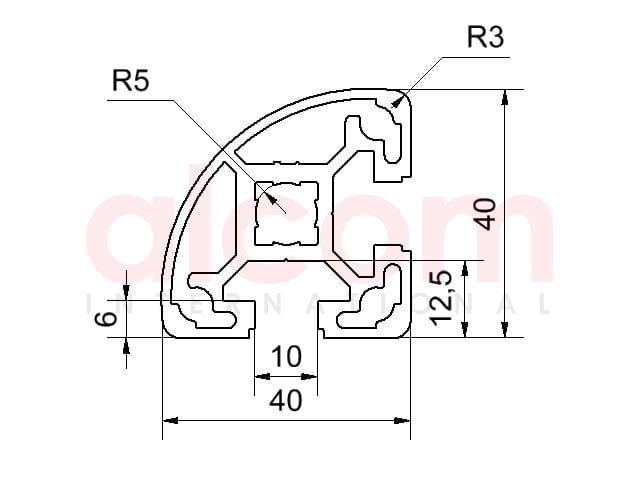 Profil aluminiowy konstrukcyjny R40-90° [10]