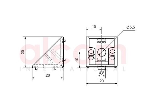 Kątownik 5 20 x 20 ZN