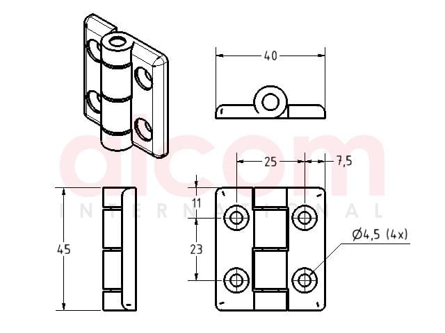 Zawias aluminiowy 20