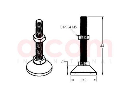 Stopka D20 M5x45