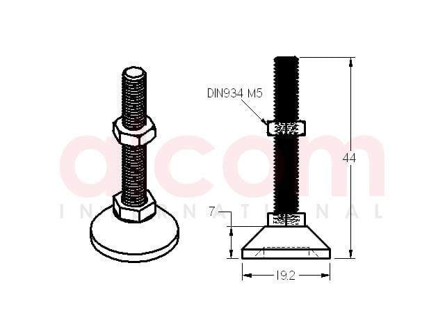 Stopka D20 M5x45
