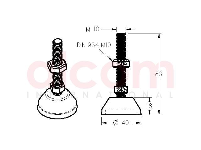 Stopka D40 M10x80